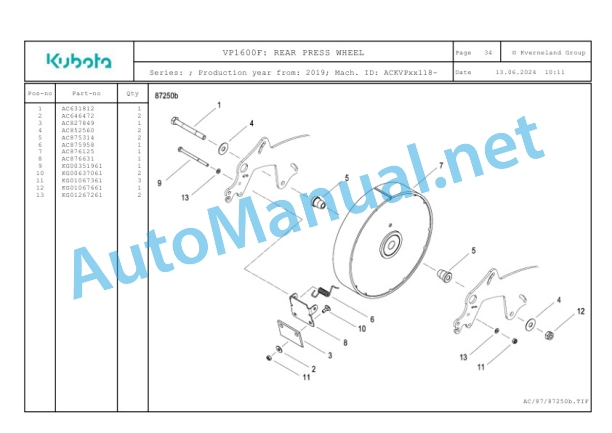 Kubota VP1600F Parts Manual PDF-2