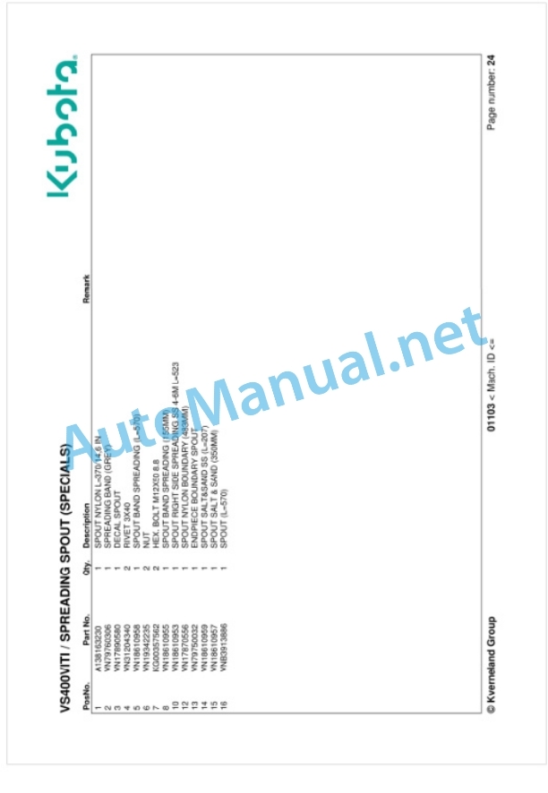 Kubota VS400VITI Parts Manual PDF-4