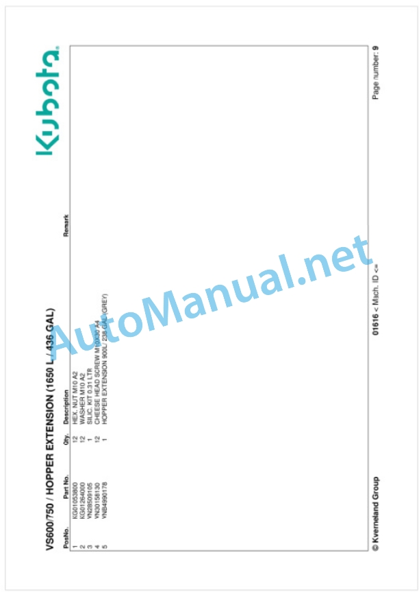 Kubota VS600, VS750 Parts Manual PDF-2