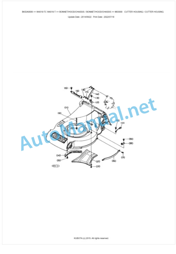 Kubota W4019-TC, W4019-T Parts Manual PDF BKIDA0006-3