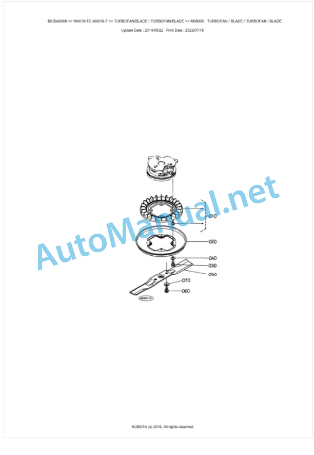 Kubota W4019-TC, W4019-T Parts Manual PDF BKIDA0006-5