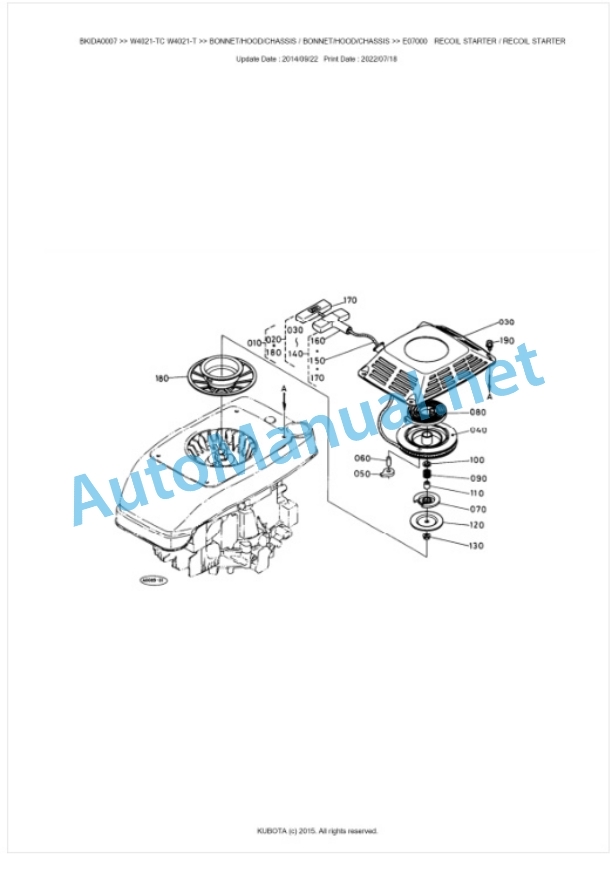 Kubota W4021-TC, W4021-T Parts Manual PDF BKIDA0007-3