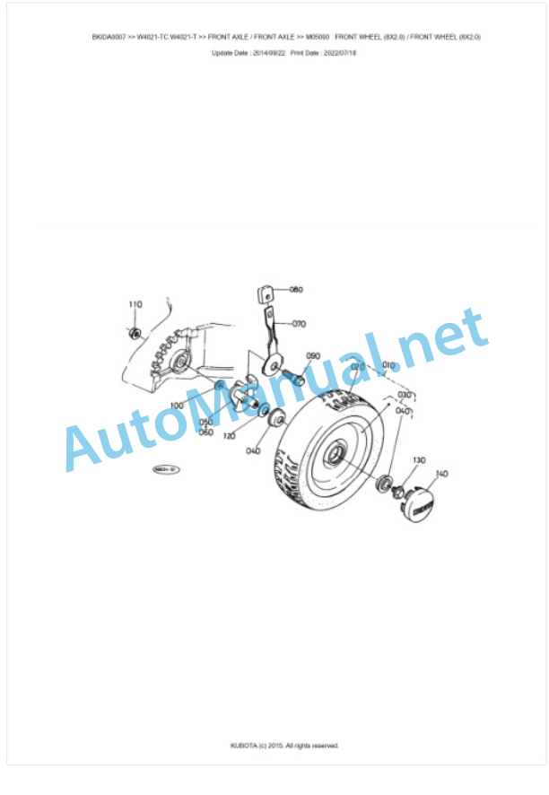 Kubota W4021-TC, W4021-T Parts Manual PDF BKIDA0007-4