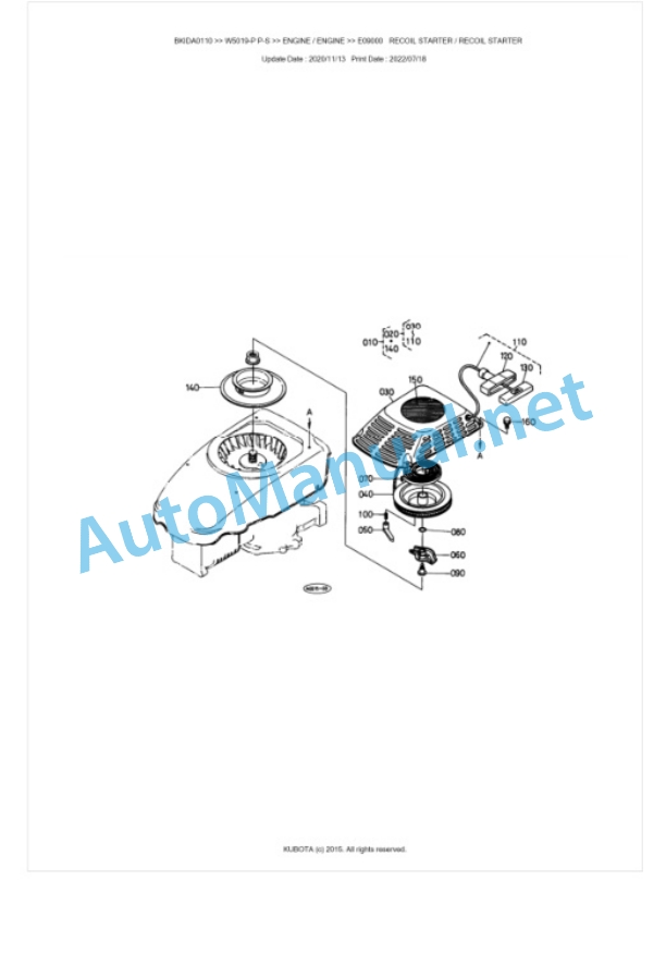 Kubota W5019-P P-S Parts Manual PDF BKIDA0110-2