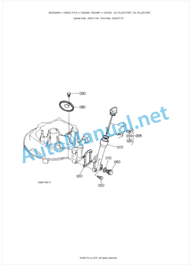 Kubota W5021-HT-B Parts Manual PDF BKIDA0060-2