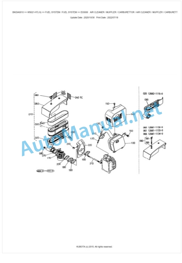 Kubota W5021-HT(-S) Parts Manual PDF BKIDA0010-2