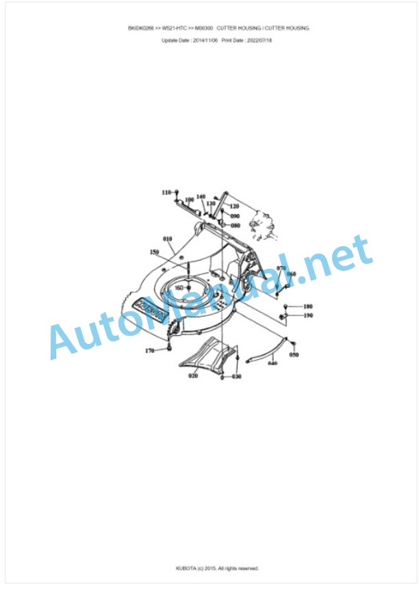 Kubota W521-HTC Parts Manual PDF BKIDK0266-4