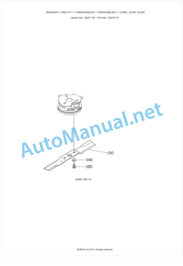 Kubota W6021-HT Parts Manual PDF BKIDA0049-5