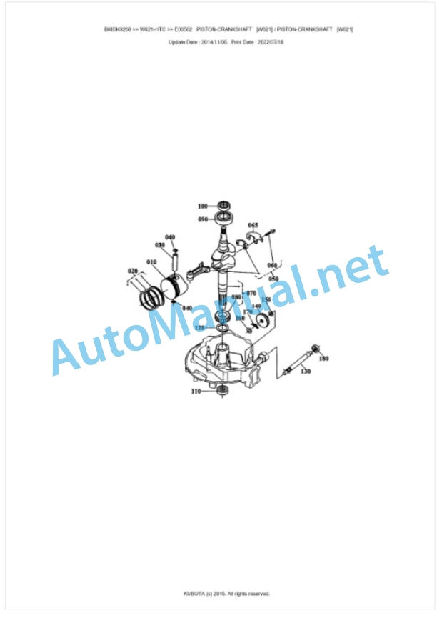 Kubota W621-HTC Parts Manual PDF BKIDK0268-2