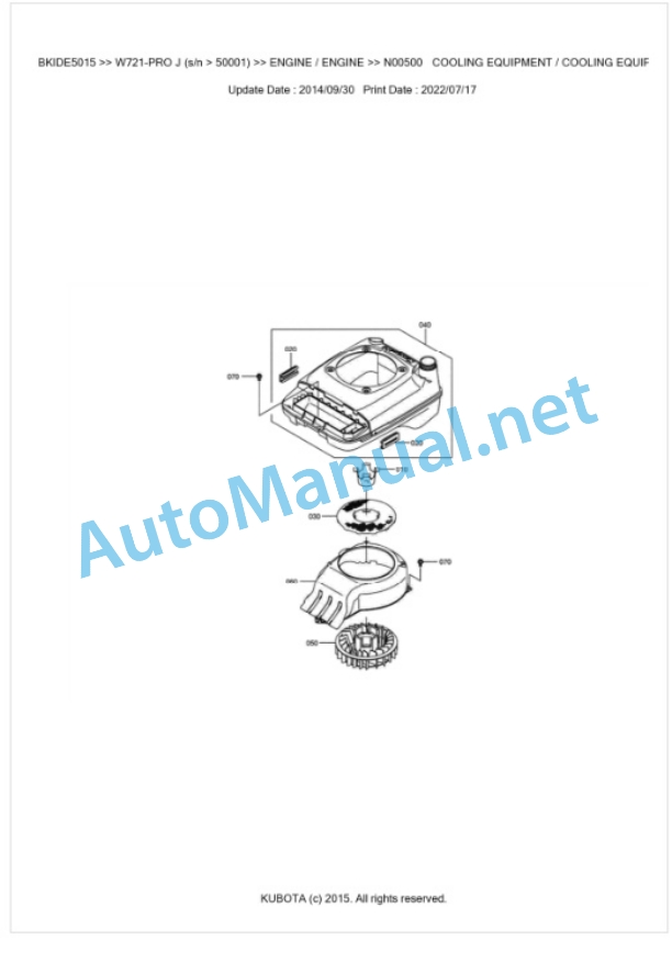 Kubota W721-PRO J Parts Manual PDF BKIDE5015-2