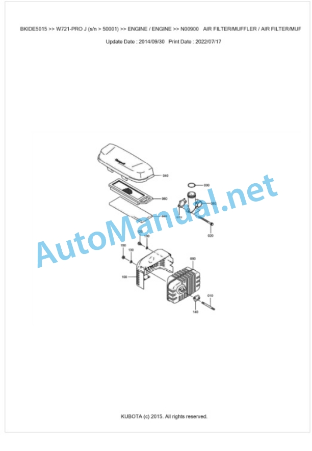 Kubota W721-PRO J Parts Manual PDF BKIDE5015-3