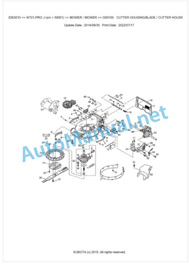 Kubota W721-PRO J Parts Manual PDF BKIDE5015-4