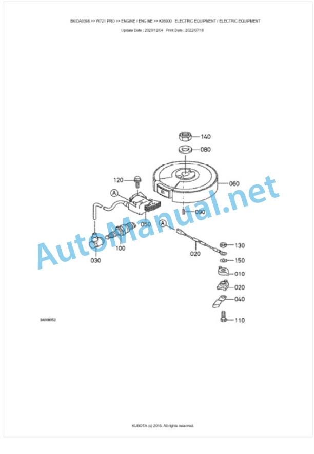 Kubota W721 PRO Parts Manual PDF BKIDA0398-2