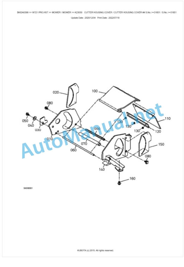 Kubota W721 PRO.HST Parts Manual PDF BKIDA0399-4