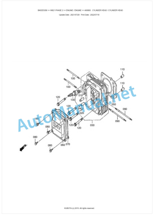 Kubota W821 PHASE 2 Parts Manual PDF BKIDE5358-3