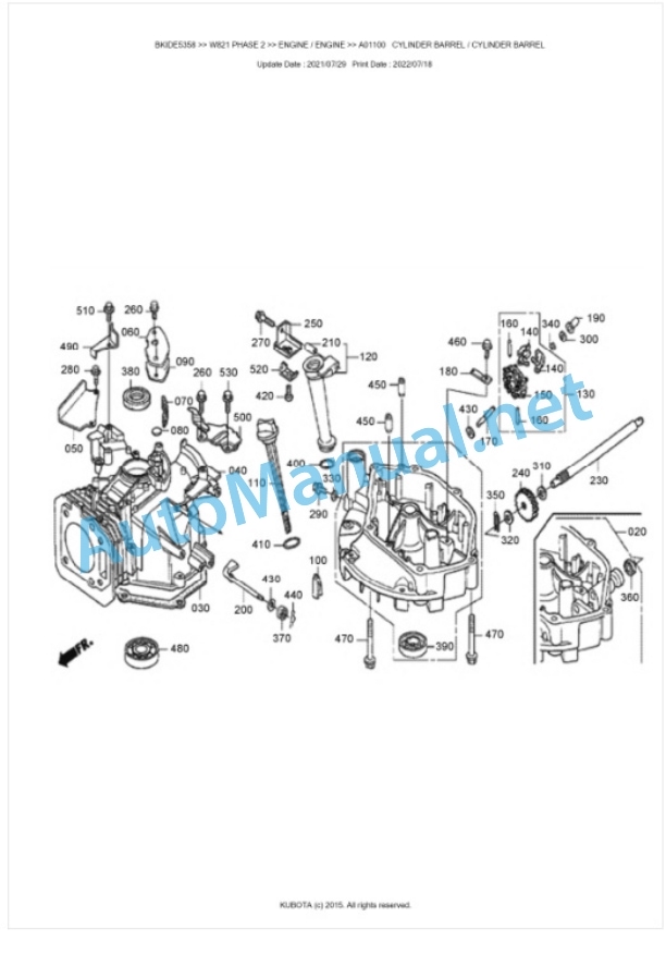 Kubota W821 PHASE 2 Parts Manual PDF BKIDE5358-4