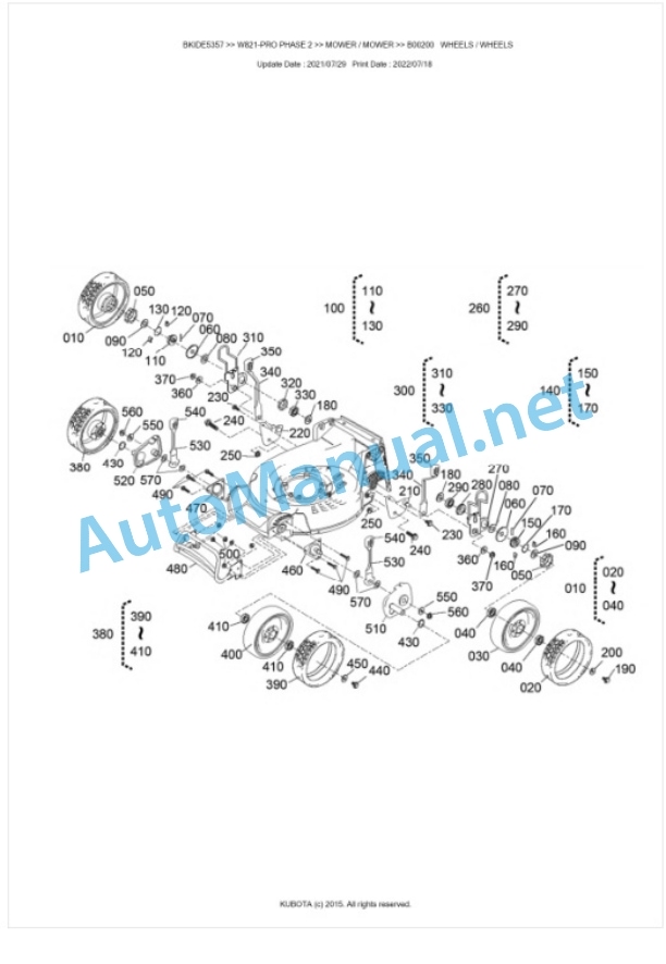 Kubota W821-PRO PHASE 2 Parts Manual PDF BKIDE5357-5