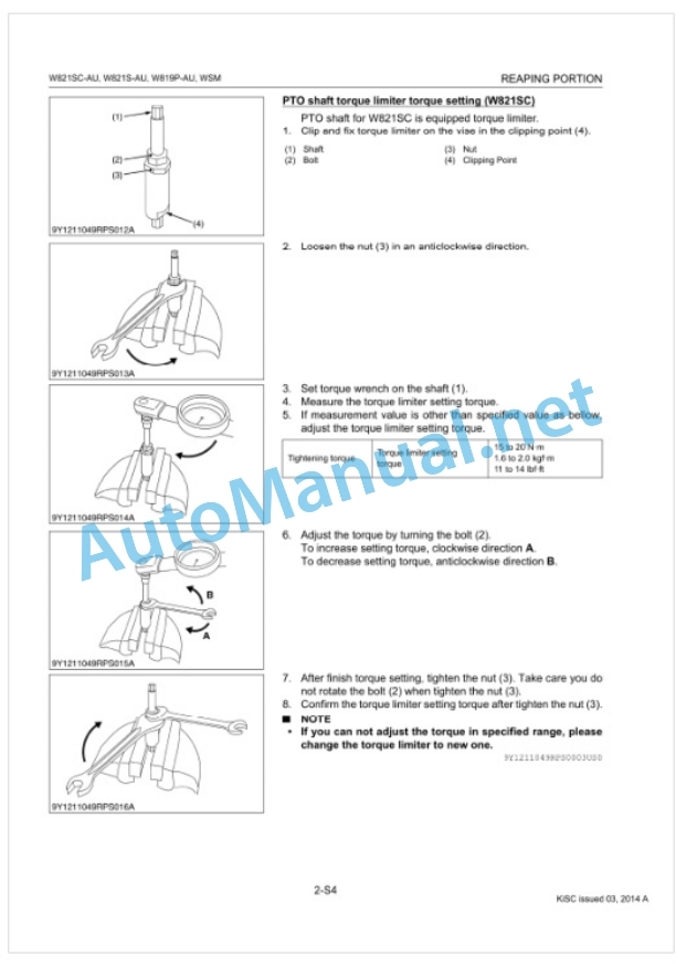 Kubota W821SC-AU, W821S-AU, W819P-AU Walk Behind Mower Workshop Manual PDF-3