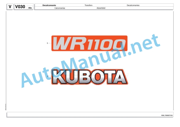 Kubota WR1100 C Bale Wrapper Parts Manual PDF-5