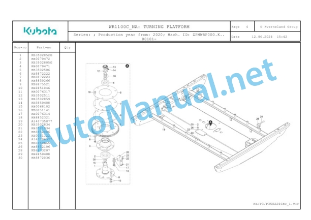 Kubota WR1100C-NA Parts Manual PDF-2