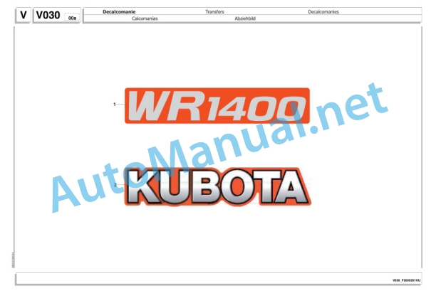 Kubota WR1400 J Bale Wrapper Parts Manual PDF-5