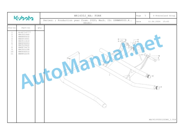 Kubota WR1400J-NA Parts Manual PDF-2