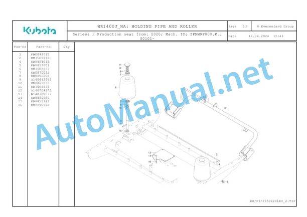 Kubota WR1400J-NA Parts Manual PDF-3