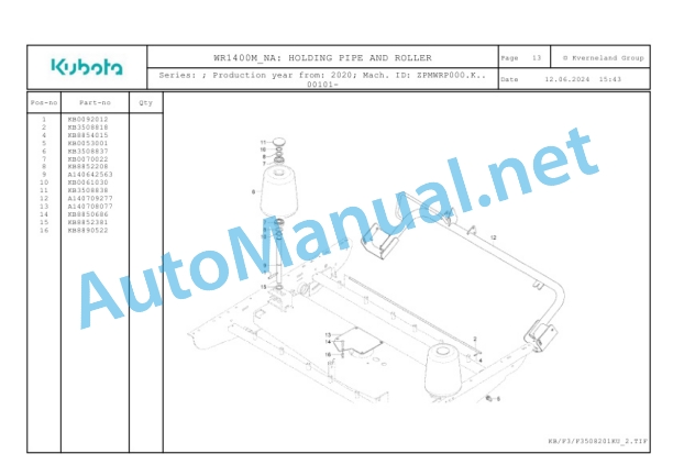 Kubota WR1400M-NA Parts Manual PDF-3