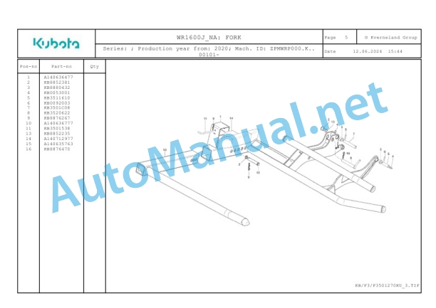 Kubota WR1600J-NA Parts Manual PDF-2