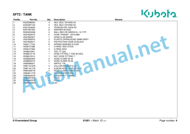 Kubota XFT2 Spraye Parts Manual PDF-2