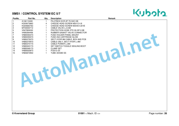 Kubota XMS1 Spraye Parts Manual PDF-2