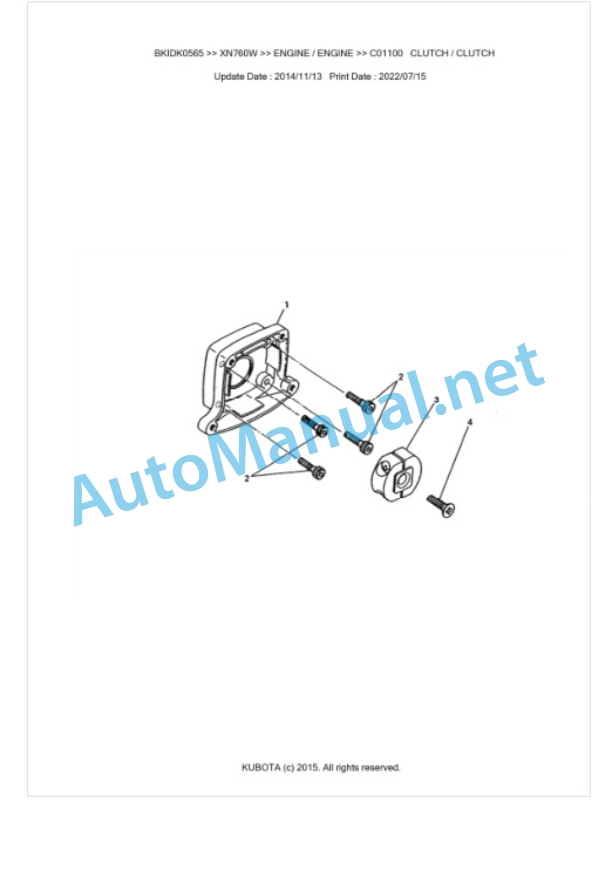 Kubota XN760W Parts Manual PDF BKIDK0565-5