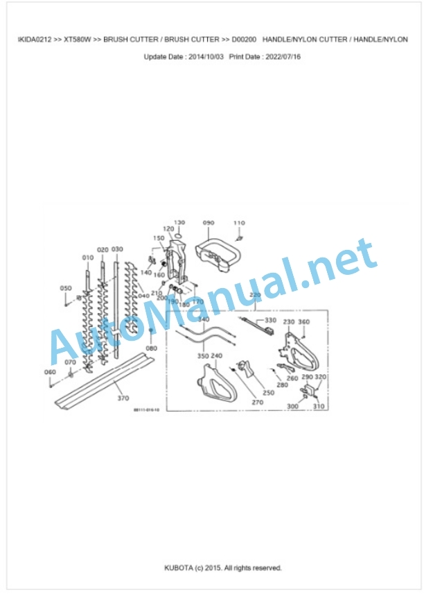 Kubota XT580W Parts Manual PDF BKIDA0212-2