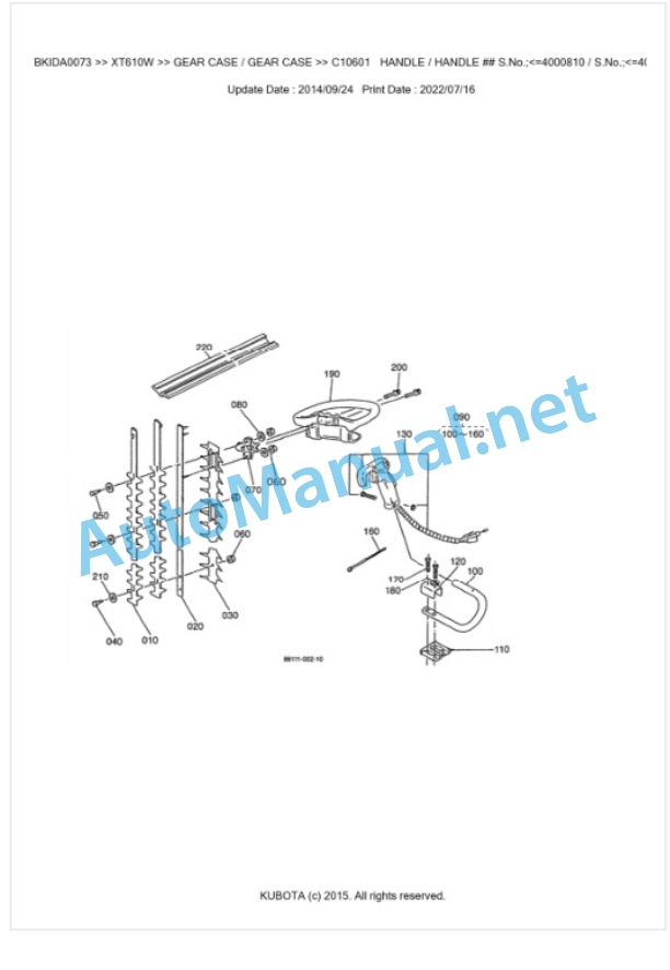 Kubota XT610W Parts Manual PDF BKIDA0073-2