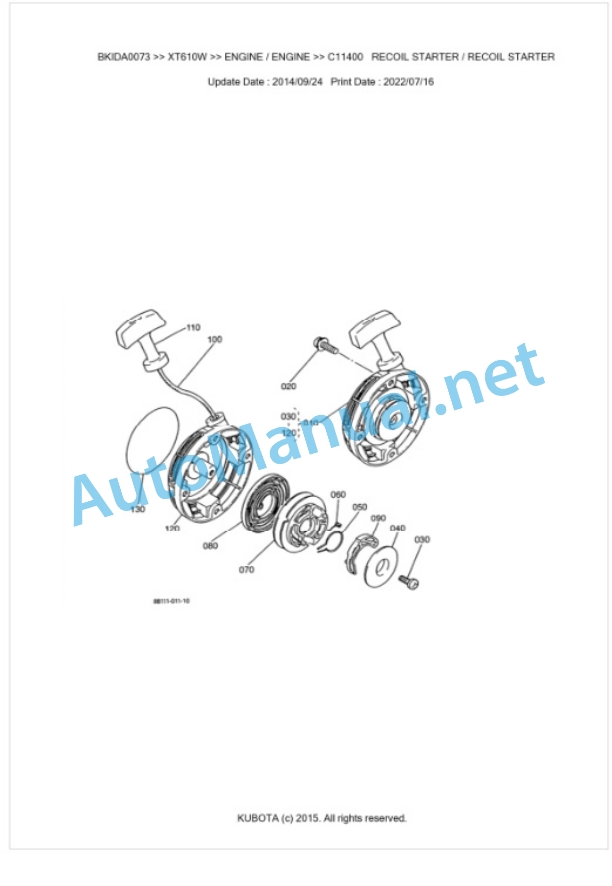 Kubota XT610W Parts Manual PDF BKIDA0073-5