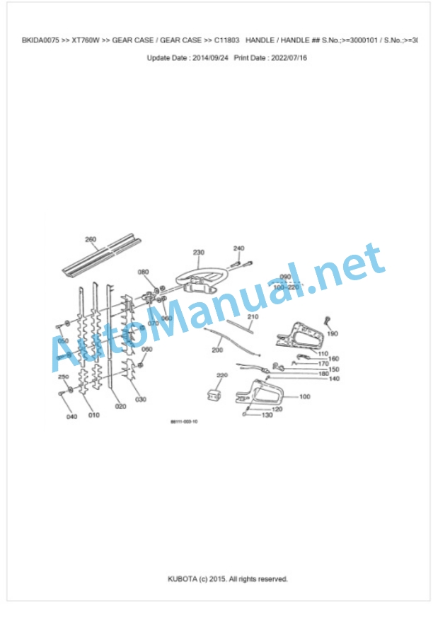 Kubota XT760W Parts Manual PDF BKIDA0075-3