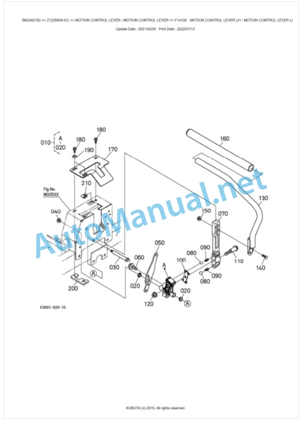 Kubota Z122RKW-EU Parts Manual PDF BKIDA5150-4