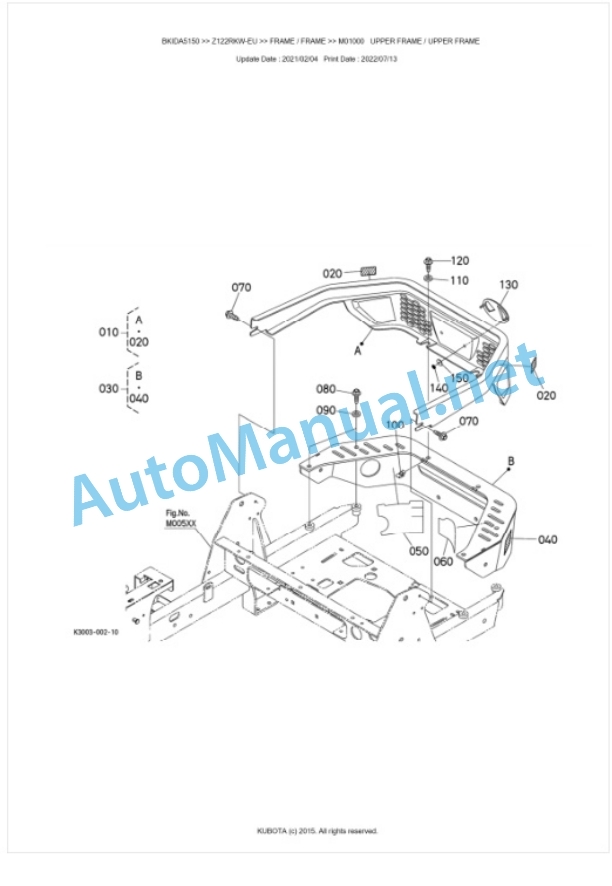 Kubota Z122RKW-EU Parts Manual PDF BKIDA5150-5