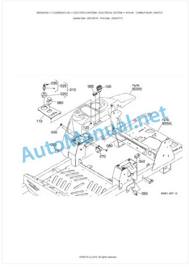 Kubota Z122RKW-EU-S5 Parts Manual PDF BKIDA5193-2