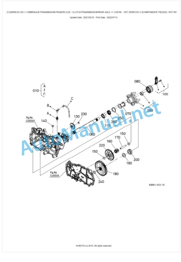 Kubota Z122RKW-EU-S5 Parts Manual PDF BKIDA5193-3