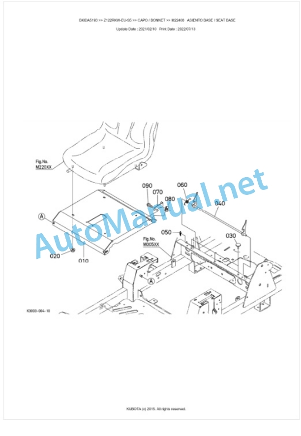 Kubota Z122RKW-EU-S5 Parts Manual PDF BKIDA5193-5