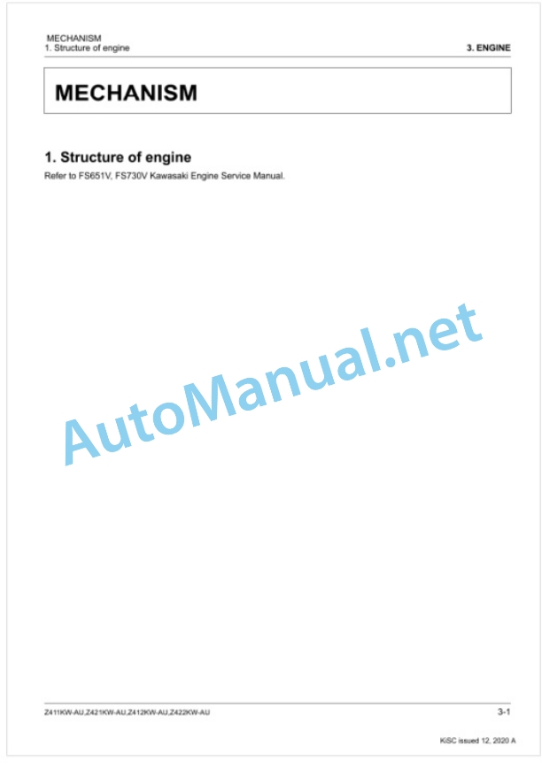 Kubota Z411KW-AU, Z421KW-AU, Z412KW-AU, Z422KW-AU Workshop Manual PDF-3