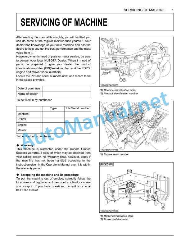 Kubota ZD1011-AU Zero Turn Mower Operators Manual PDF-2