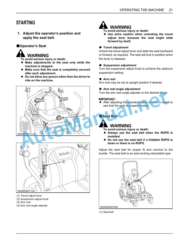 Kubota ZD1011-AU Zero Turn Mower Operators Manual PDF-3