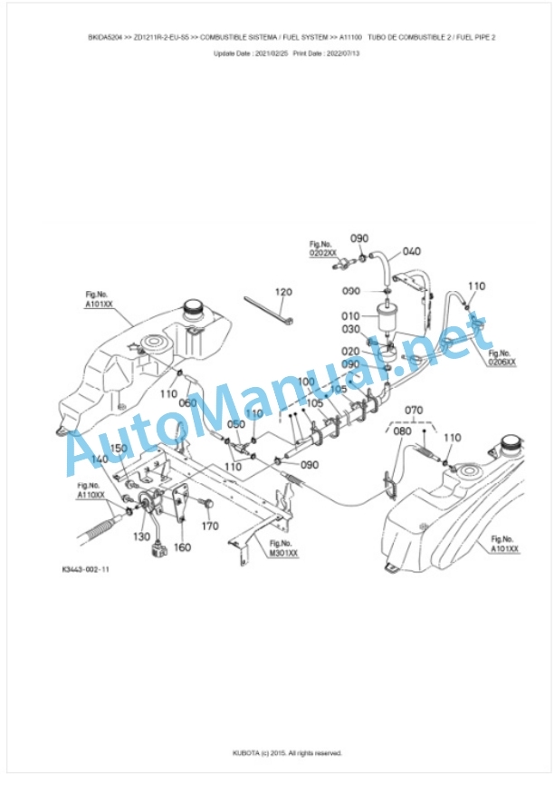 Kubota ZD1211R-2-EU-S5 Parts Manual PDF BKIDA5204-3