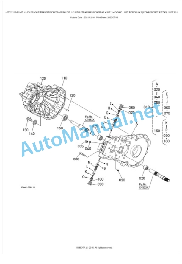 Kubota ZD1211R-EU-S5 Parts Manual PDF BKIDA5190-4