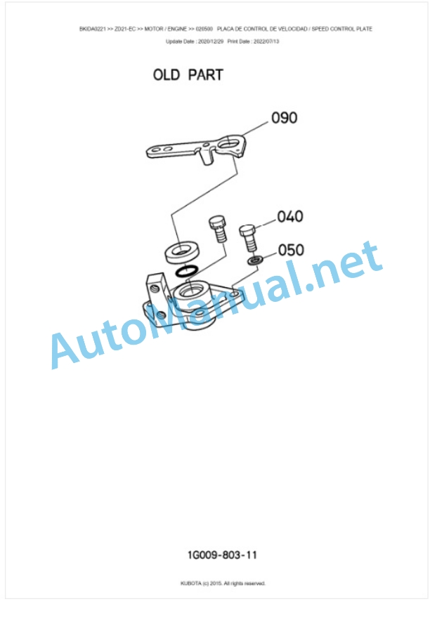 Kubota ZD21-EC Parts Manual PDF BKIDA0221-2