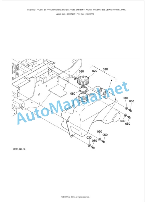 Kubota ZD21-EC Parts Manual PDF BKIDA0221-3