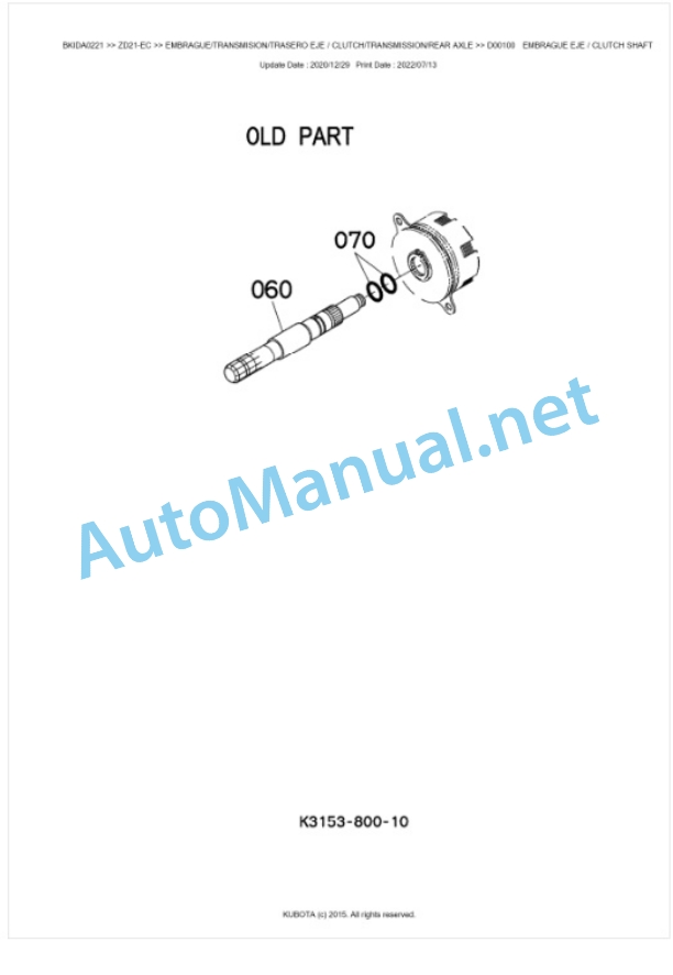 Kubota ZD21-EC Parts Manual PDF BKIDA0221-4