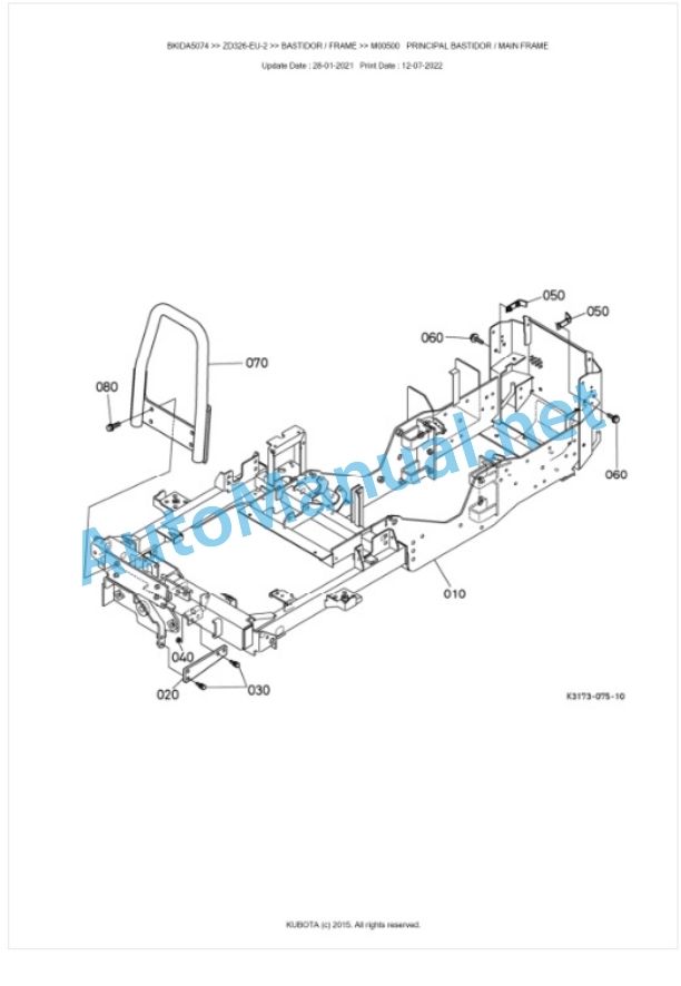 Kubota ZD326-EU-2 Parts Manual PDF BKIDA5074-5